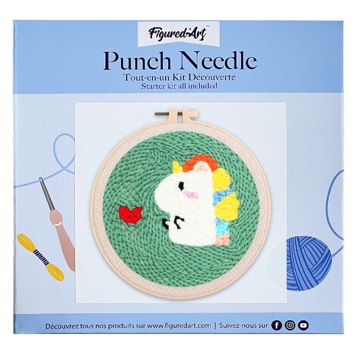 Figured'Art Punch Needle 20x20 Verliebtes Einhorn Komplett Set Mit Nadel Garn Anleitung - Kidis Art