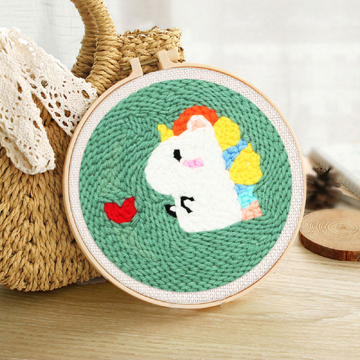 Figured'Art Punch Needle 20x20 Verliebtes Einhorn Komplett Set Mit Nadel Garn Anleitung - Kidis Art