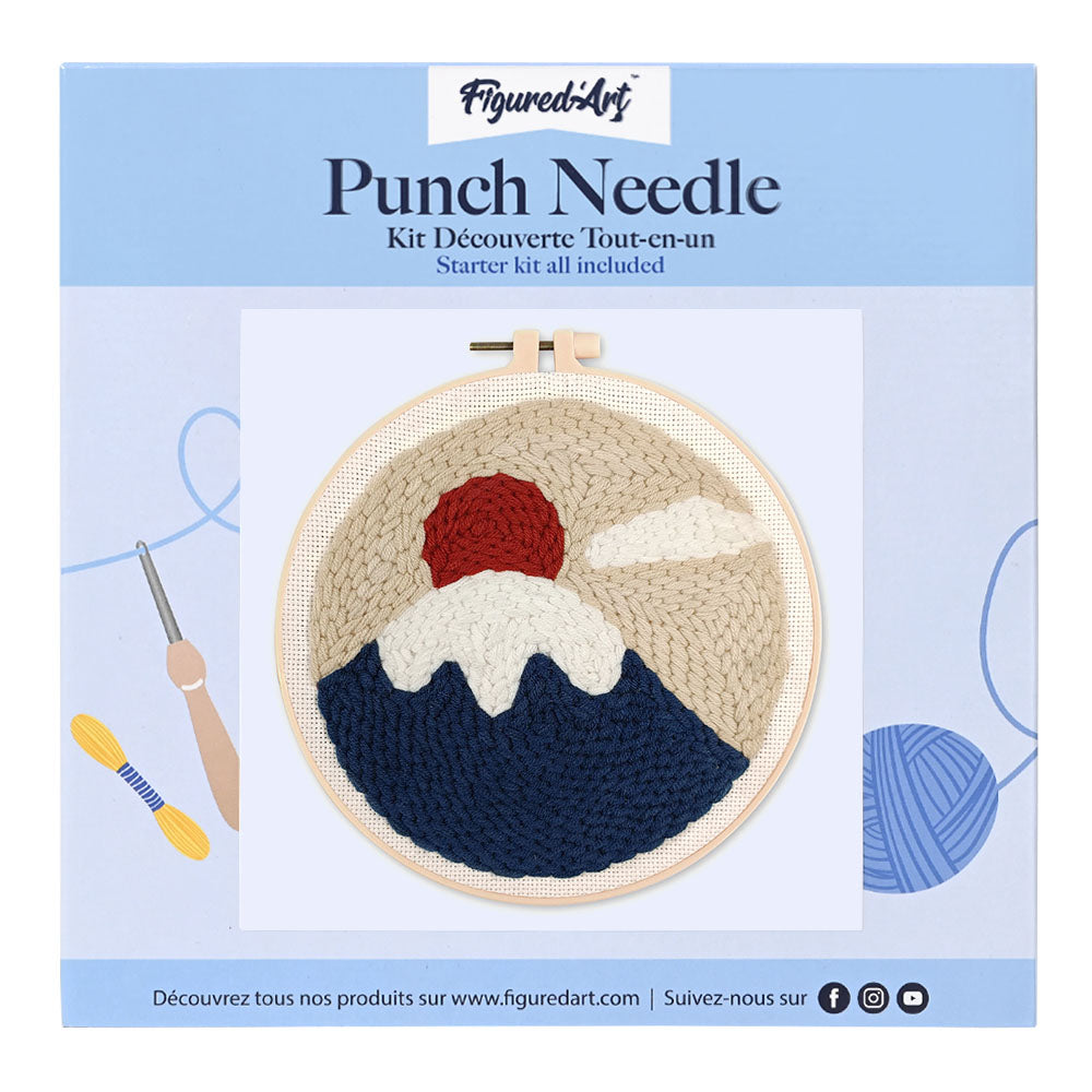 Punch Needle 20 x 20 cm Sonnenaufgang über dem Fuji