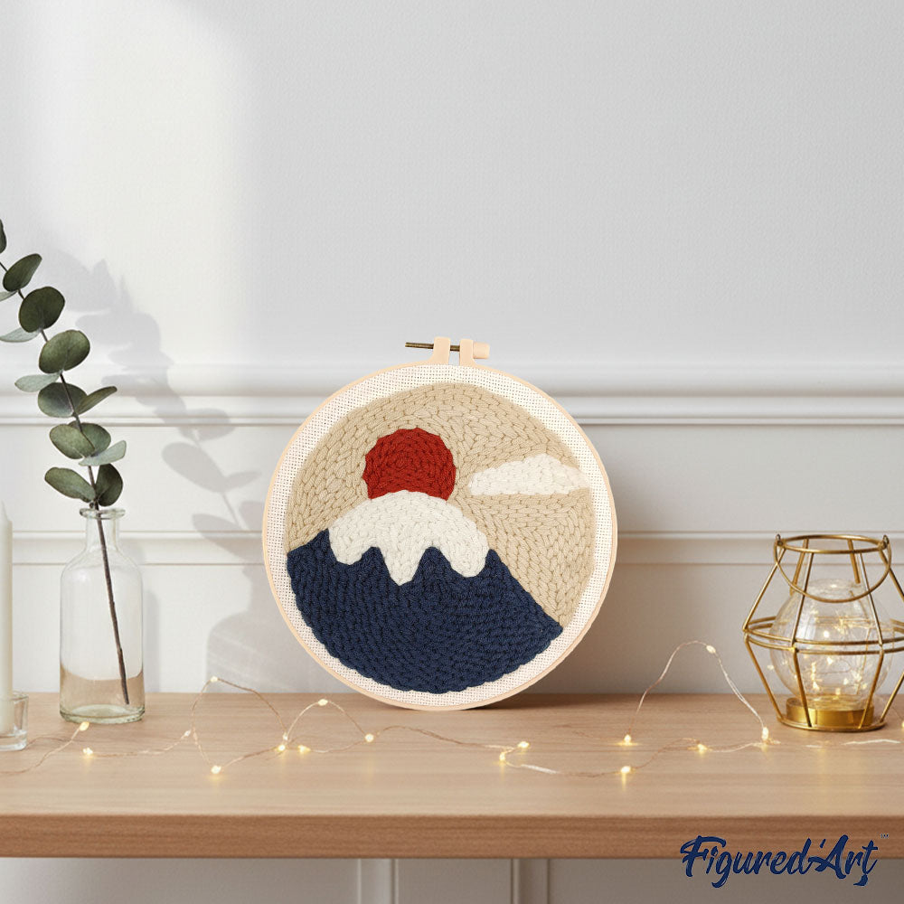 Punch Needle 20 x 20 cm Sonnenaufgang über dem Fuji