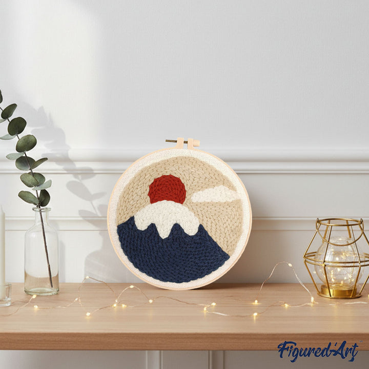 Punch Needle 20 x 20 cm Sonnenaufgang über dem Fuji