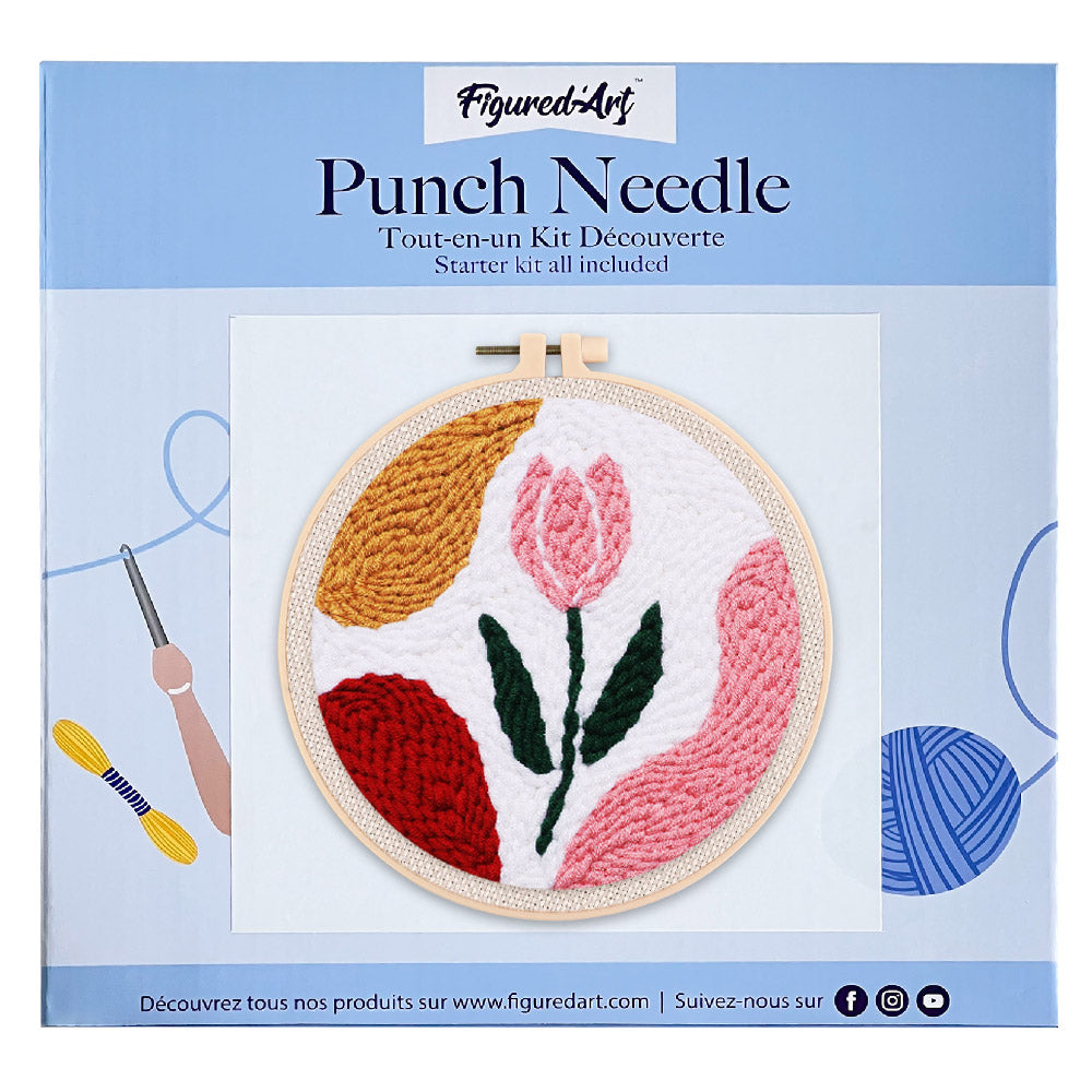 Punch Needle 20x20 Rosa Tulpe