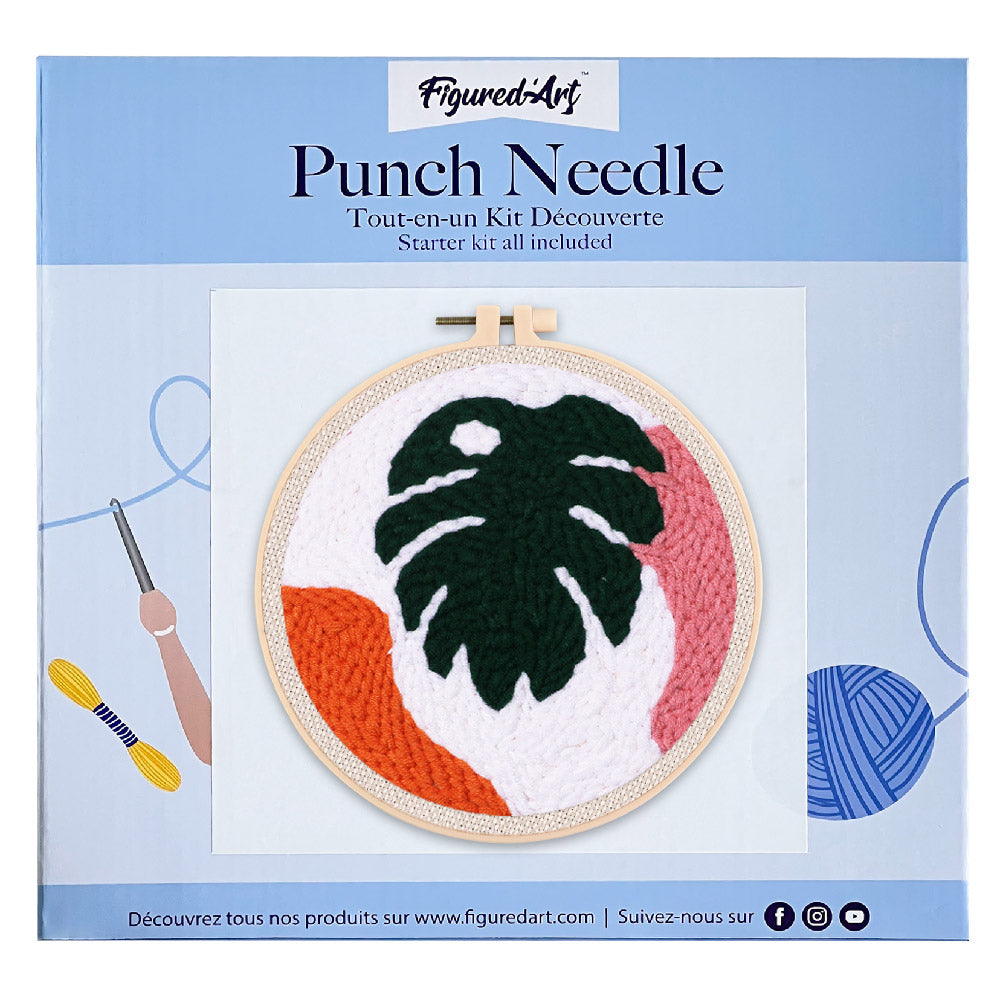 Punch Needle 20x20 Grosses grünes Blatt - Kidis Art