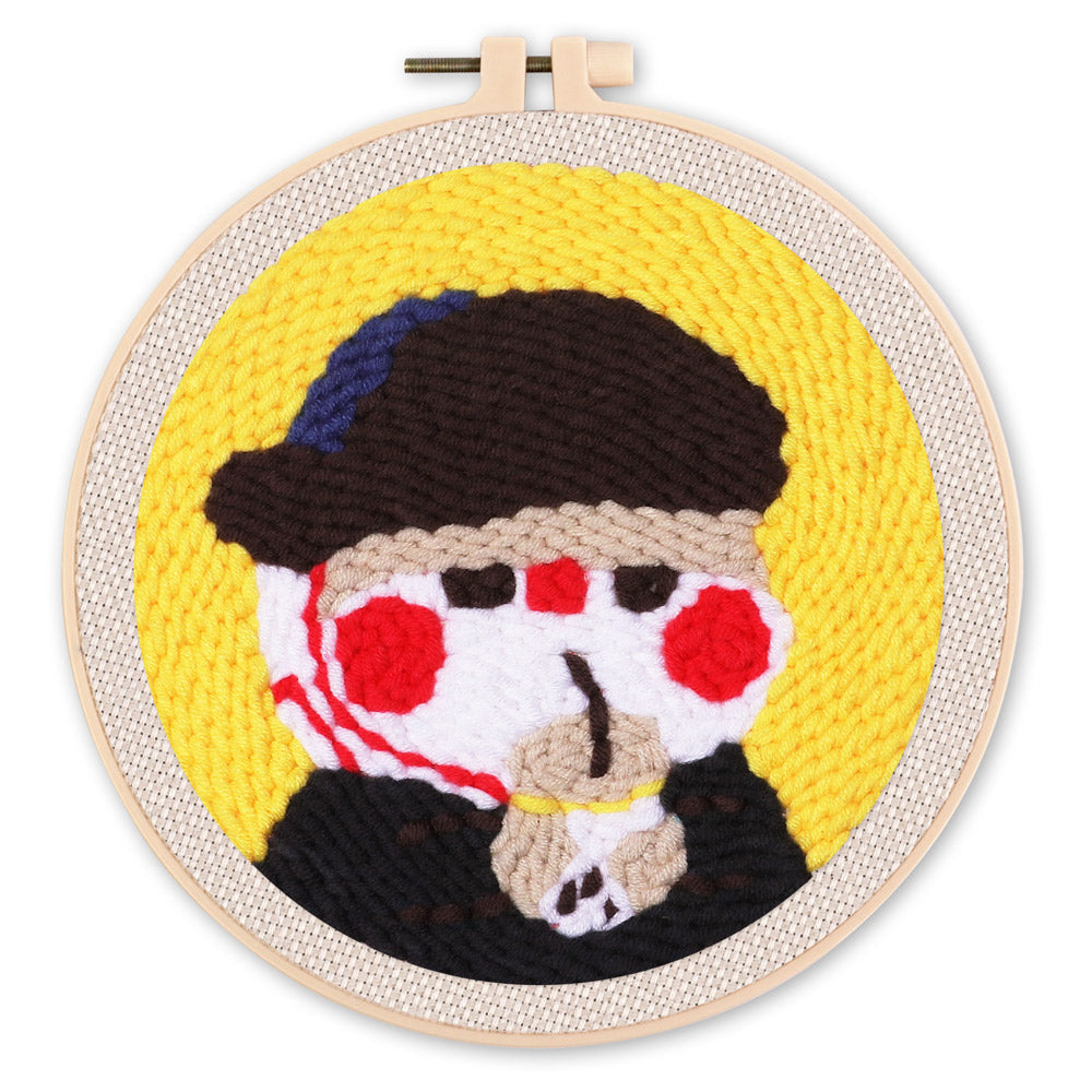 Punch Needle 20x20 Kitty Van Gogh mit Bubble Tea