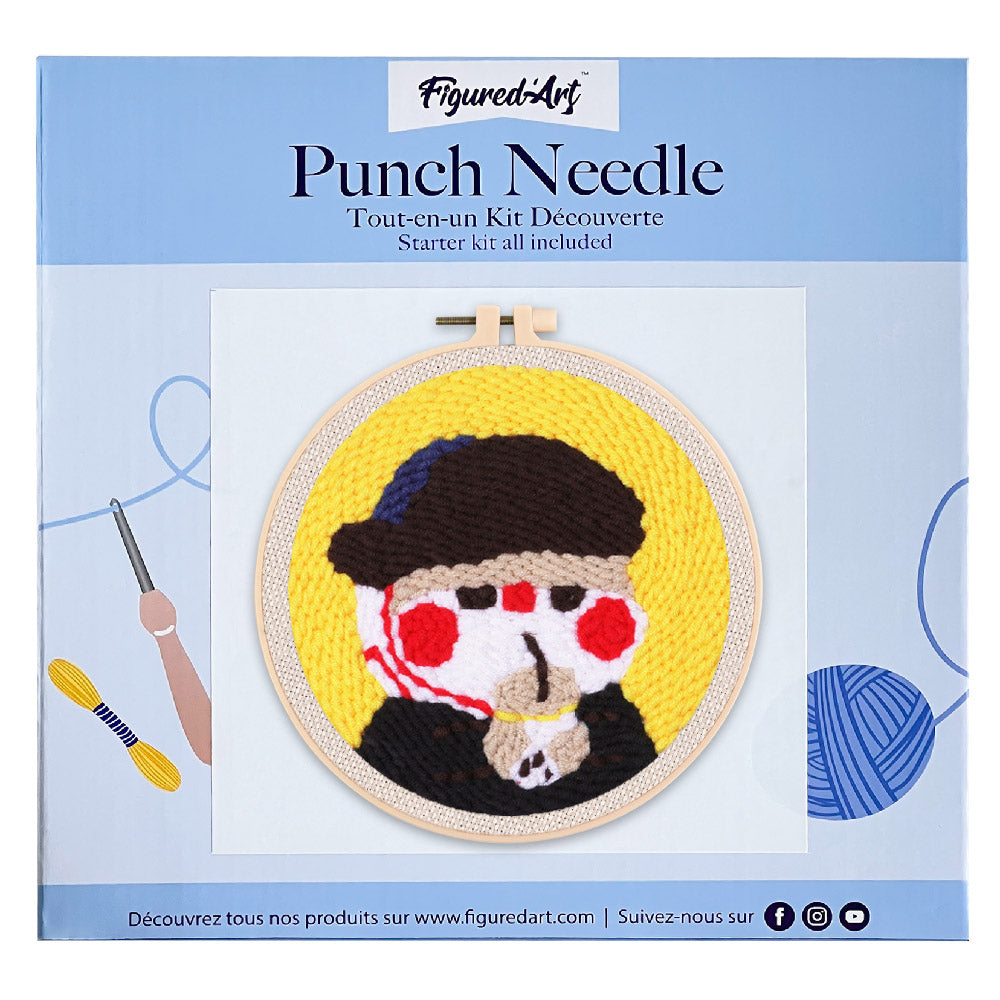 Punch Needle 20x20 Kitty Van Gogh mit Bubble Tea