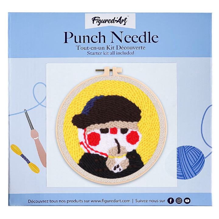 Punch Needle 20x20 Kitty Van Gogh mit Bubble Tea