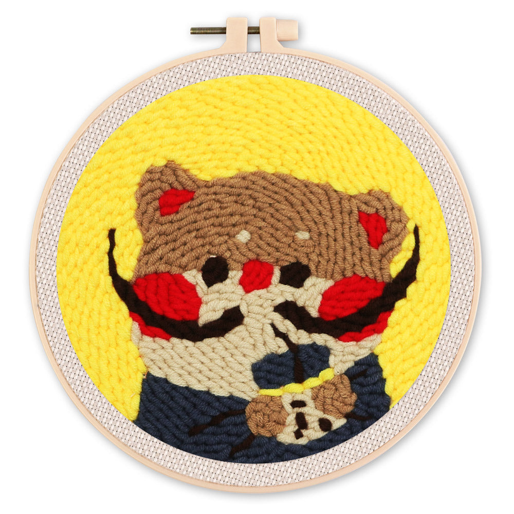 Punch Needle 20x20 Kitty Dali mit Bubble Tea