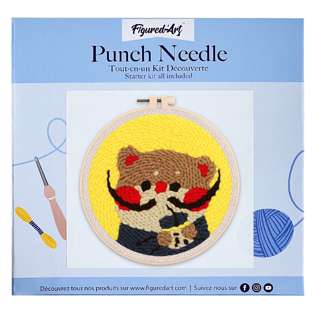 Punch Needle 20x20 Kitty Dali mit Bubble Tea