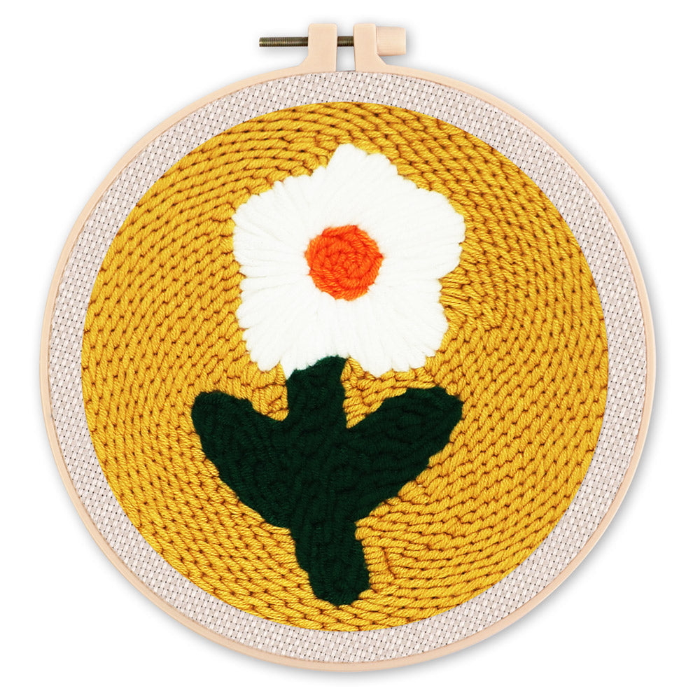 Punch Needle 20x20 Hübsche weisse Blume - Kidis Art