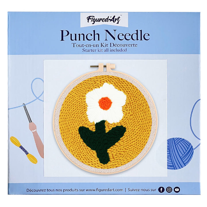 Punch Needle 20x20 Hübsche weisse Blume