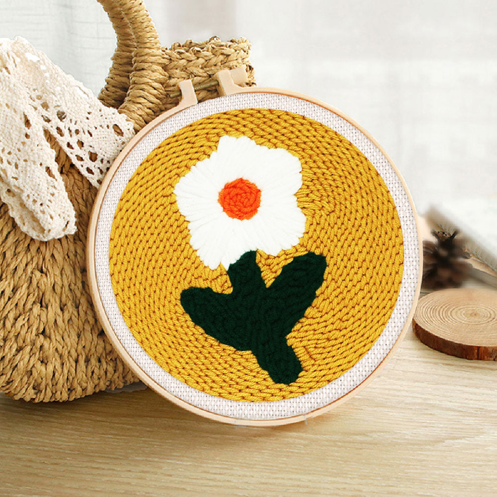 Punch Needle 20x20 Hübsche weisse Blume