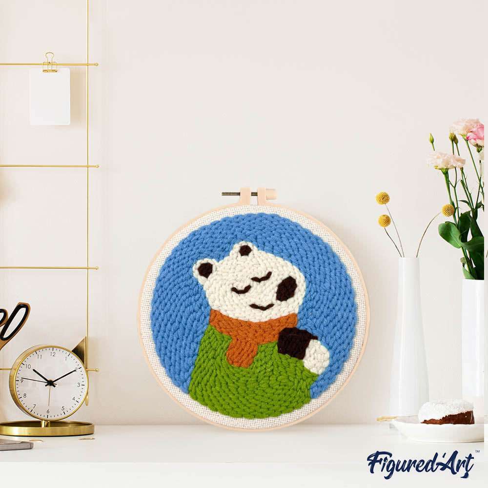 Punch Needle 20 x 20 cm Fröhlicher Eisbär