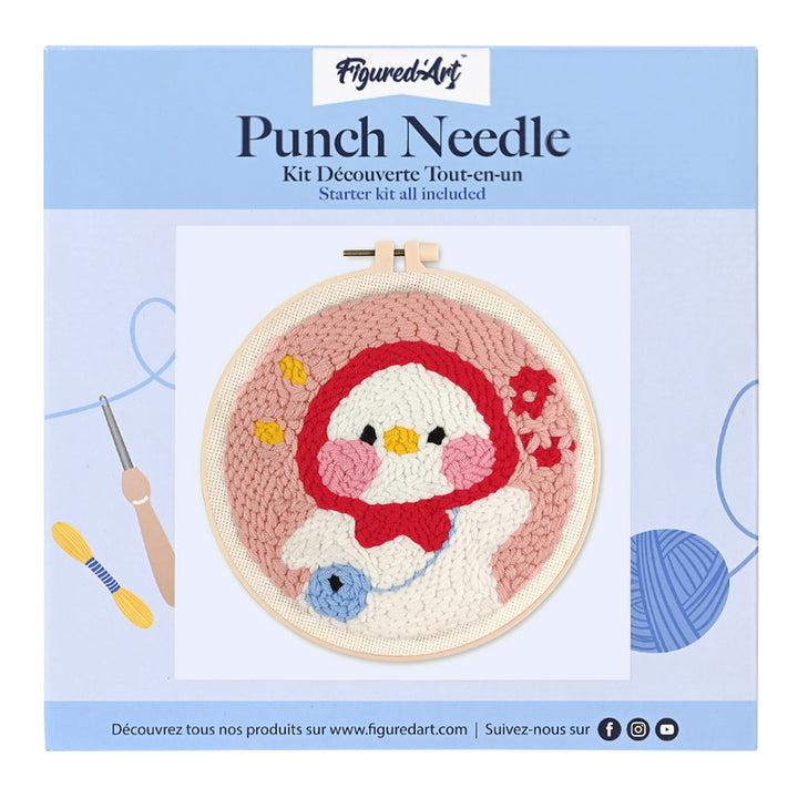 Punch Needle 20 x 20 cm Entchen und rote Mütze