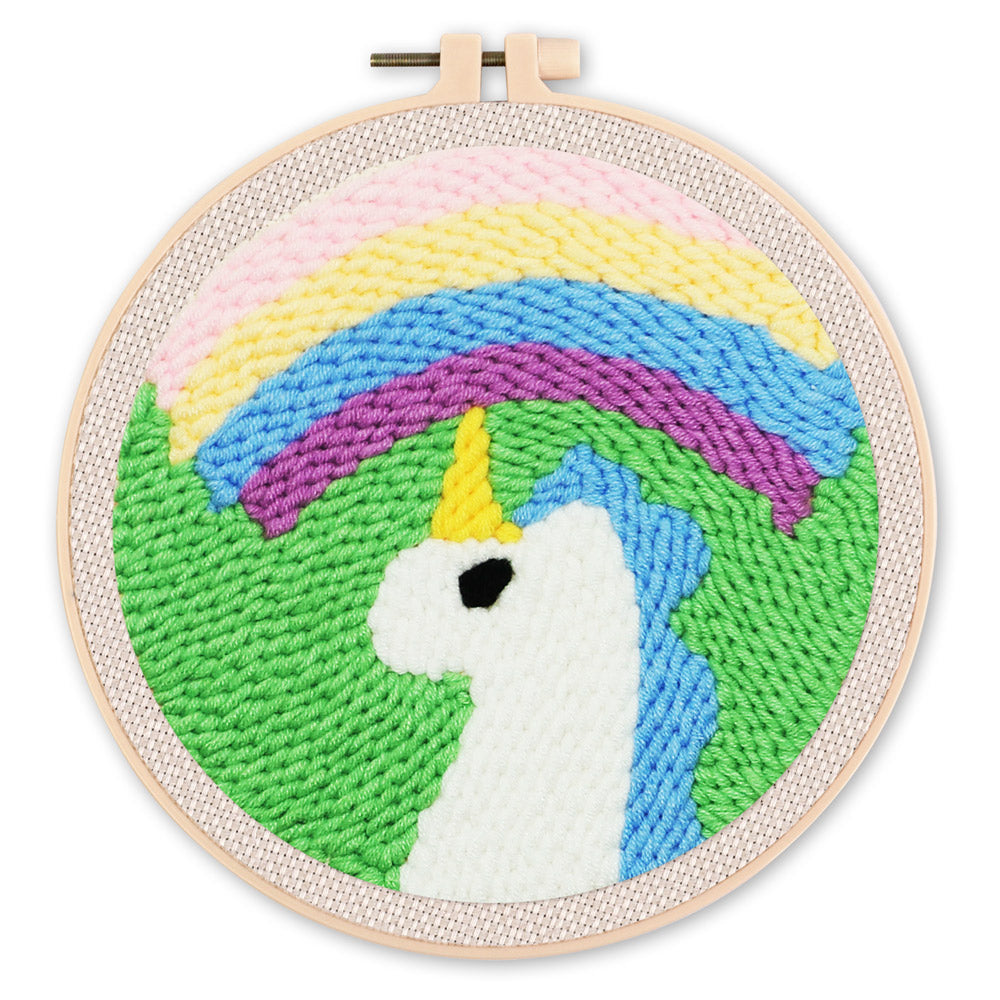 Punch Needle 20x20 Pastellfarbenes Einhorn und Regenbogen - Kidis Art