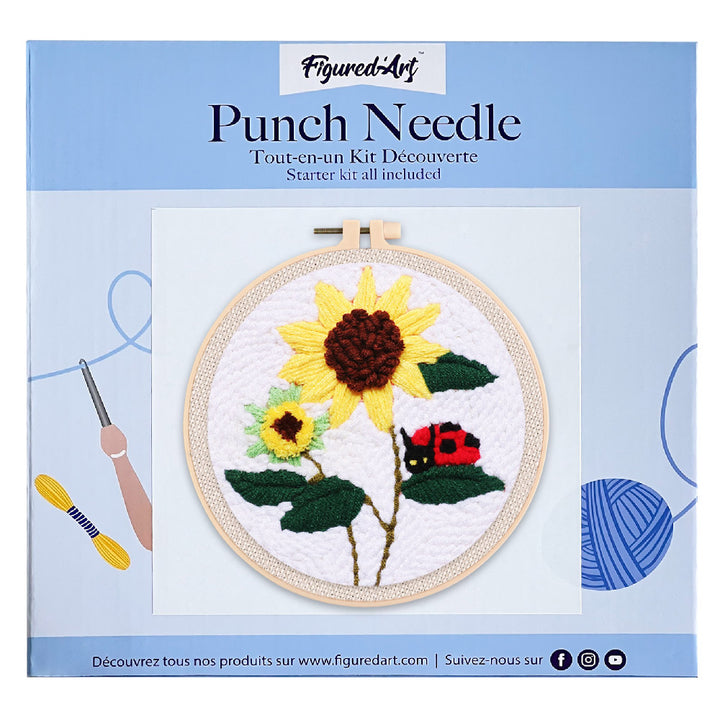 Punch Needle 20x20 Marienkäfer auf einer Sonnenblume