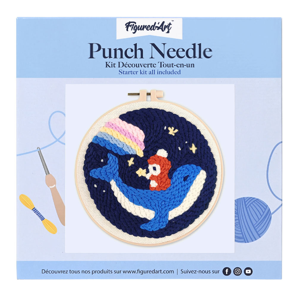 Punch Needle 20 x 20 cm Wal und kleiner Junge