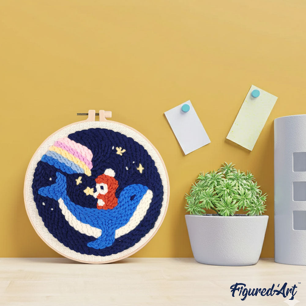 Punch Needle 20 x 20 cm Wal und kleiner Junge