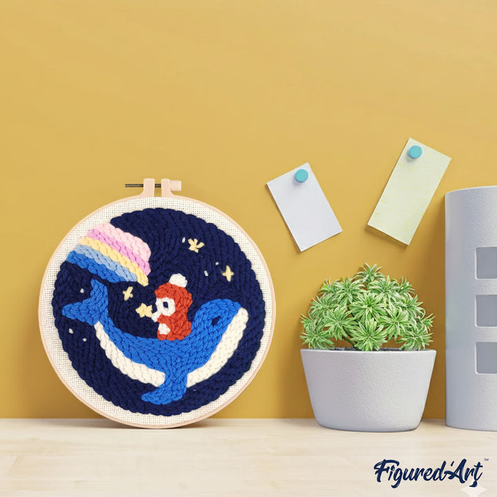 Punch Needle 20 x 20 cm Wal und kleiner Junge