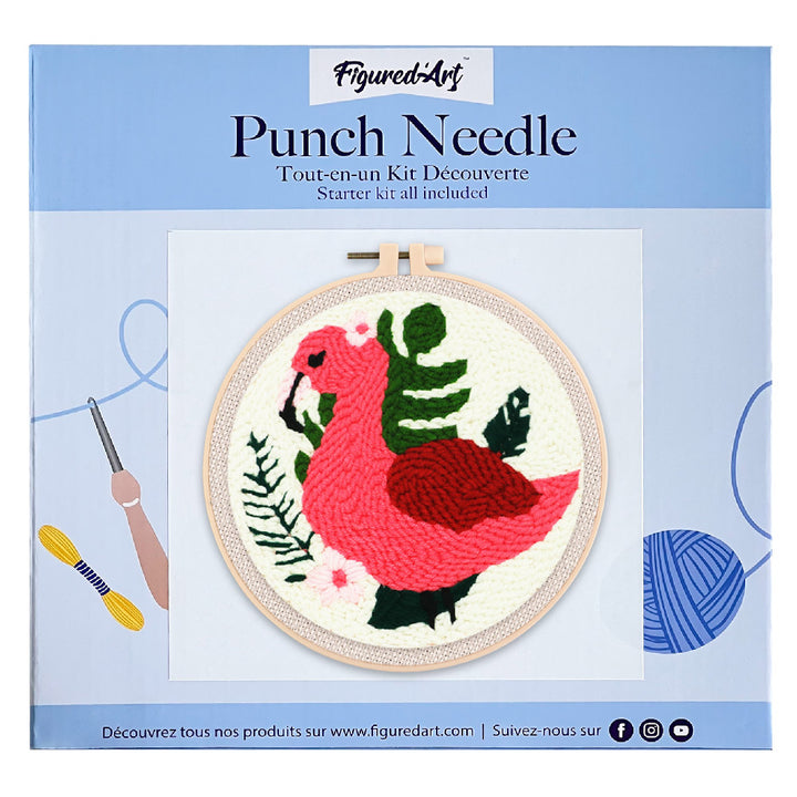 Punch Needle 20x20 Sommer-Flamingo