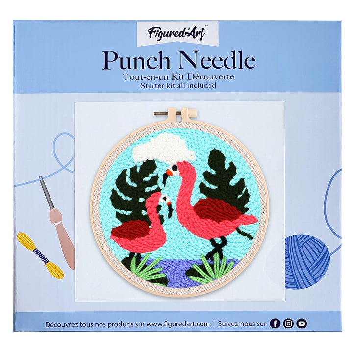 Punch Needle 20x20 Ein Flamingo-Paar