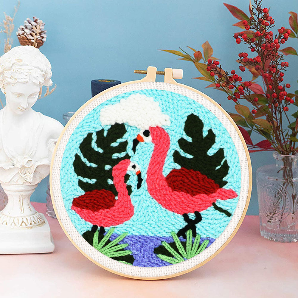 Punch Needle 20x20 Ein Flamingo-Paar