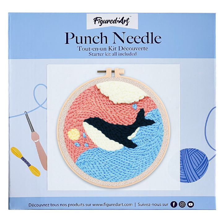 Punch Needle 20x20 Hübscher blauer Wal