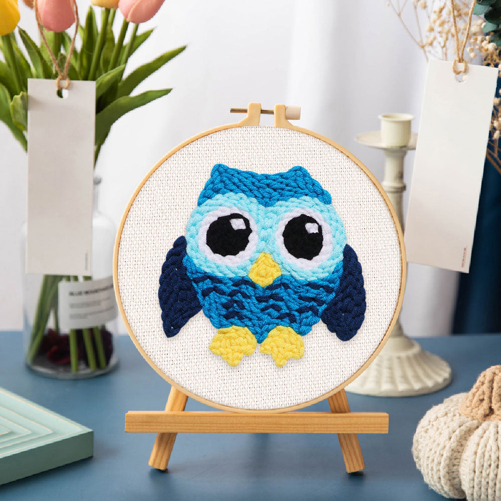 Punch Needle 20x20 Blaue Eule