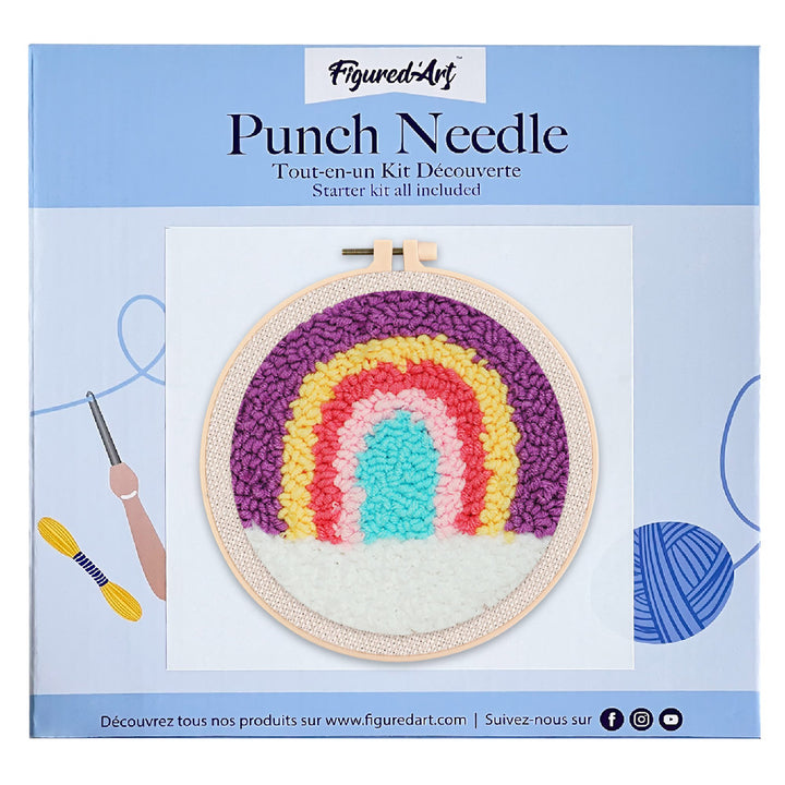 Punch Needle 20x20 Pastellfarbener Regenbogen