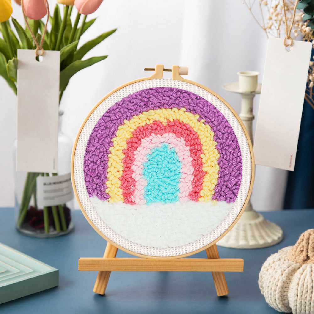 Punch Needle 20x20 Pastellfarbener Regenbogen
