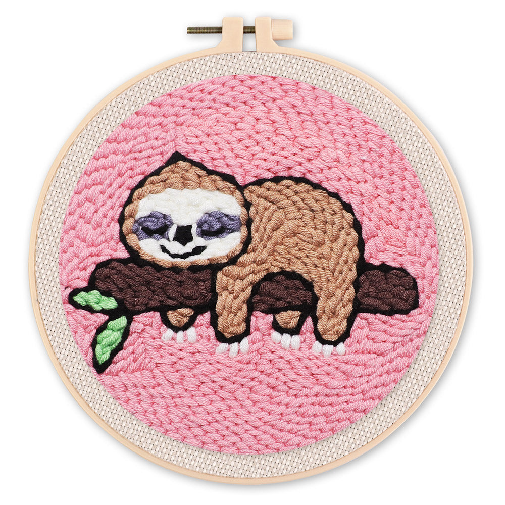 Punch Needle 20x20 Faultier auf einem Ast - Kidis Art