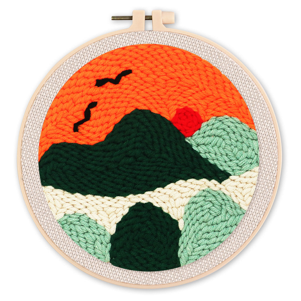 Punch Needle 20x20 Oranger Sonnenuntergang