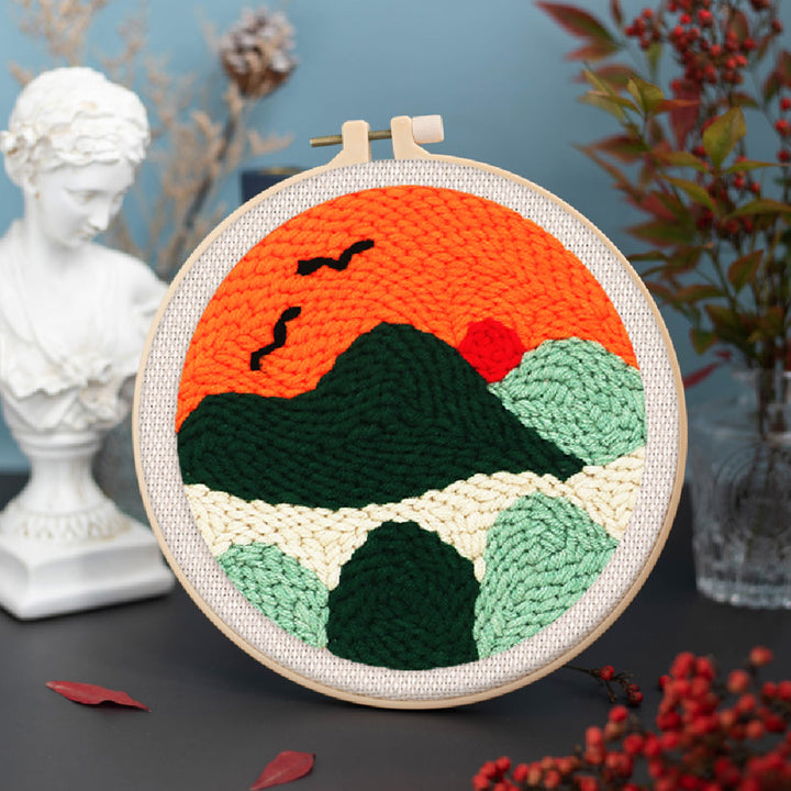 Punch Needle 20x20 Oranger Sonnenuntergang