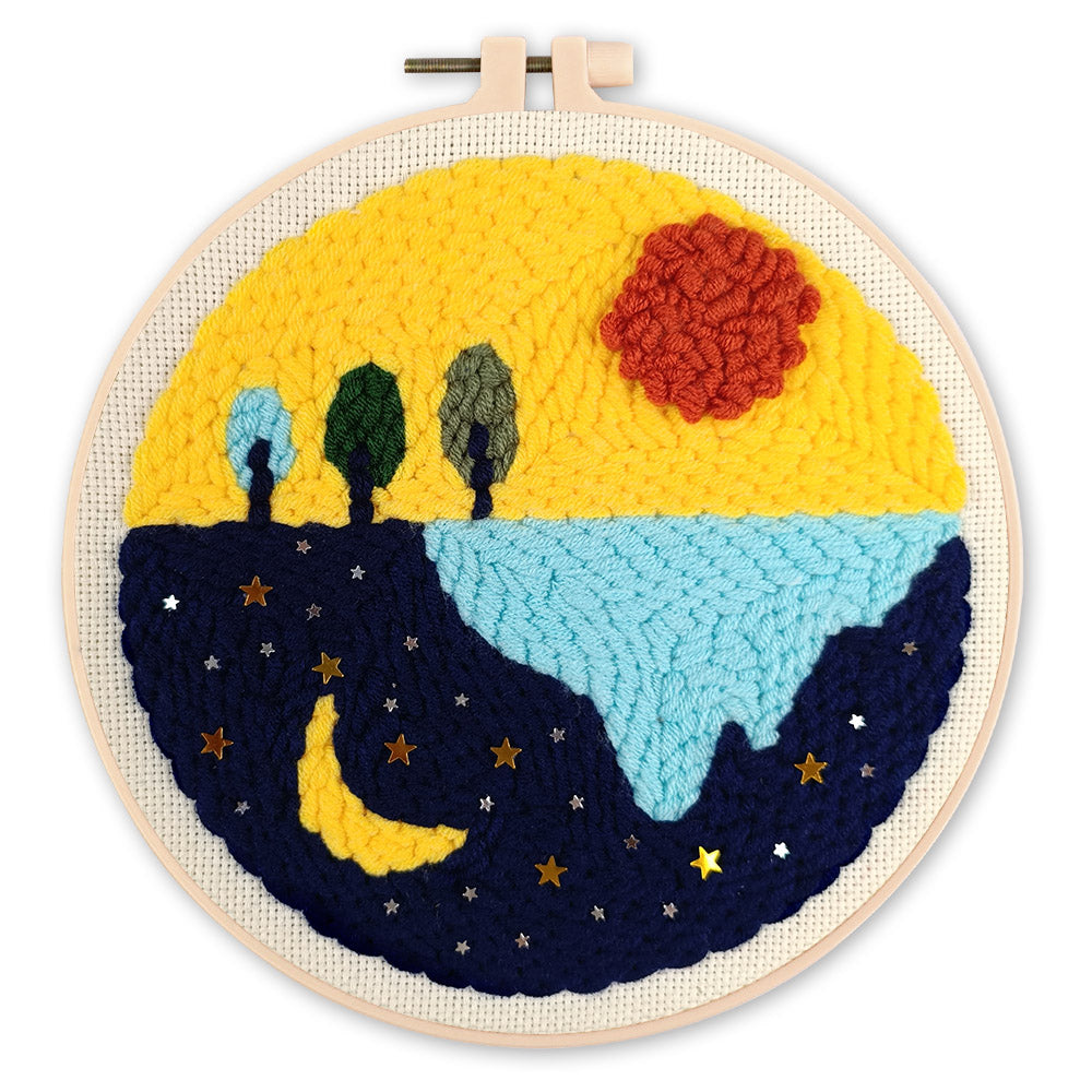 Punch Needle 20 x 20 cm Mond und Sonne - Kidis Art