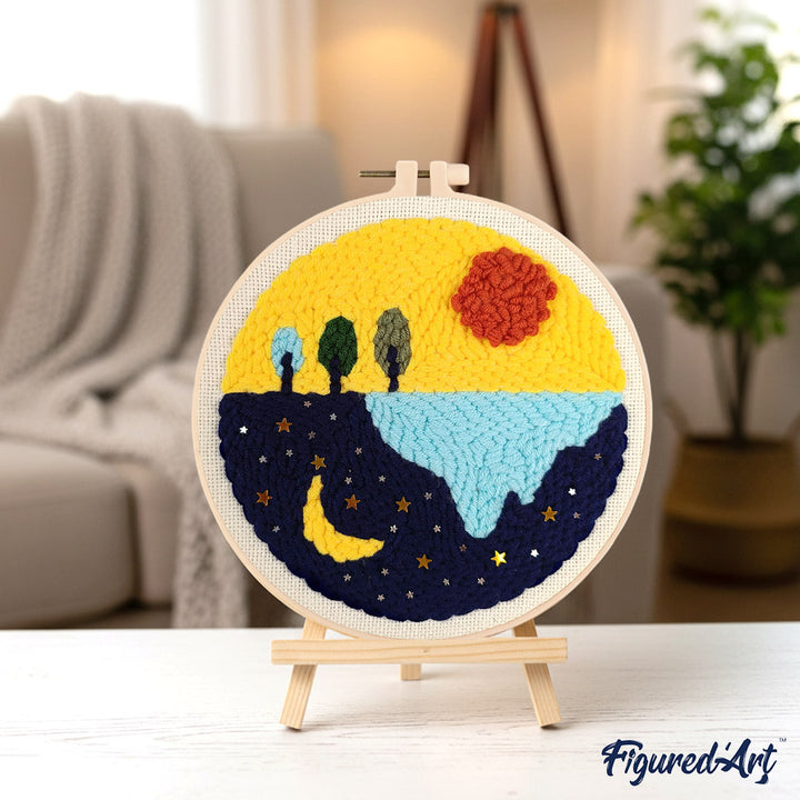 Punch Needle 20 x 20 cm Mond und Sonne
