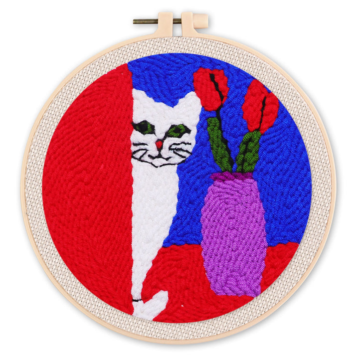 Punch Needle 20x20 Neugierige Katze