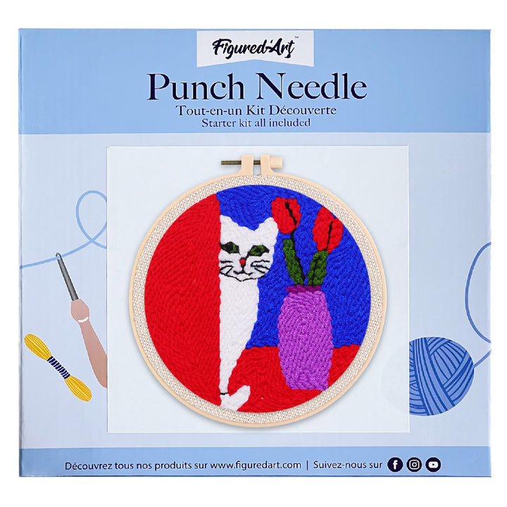Punch Needle 20x20 Neugierige Katze