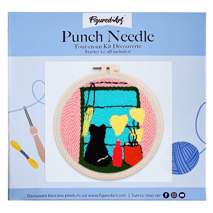 Punch Needle 20x20 Katze am Fenster