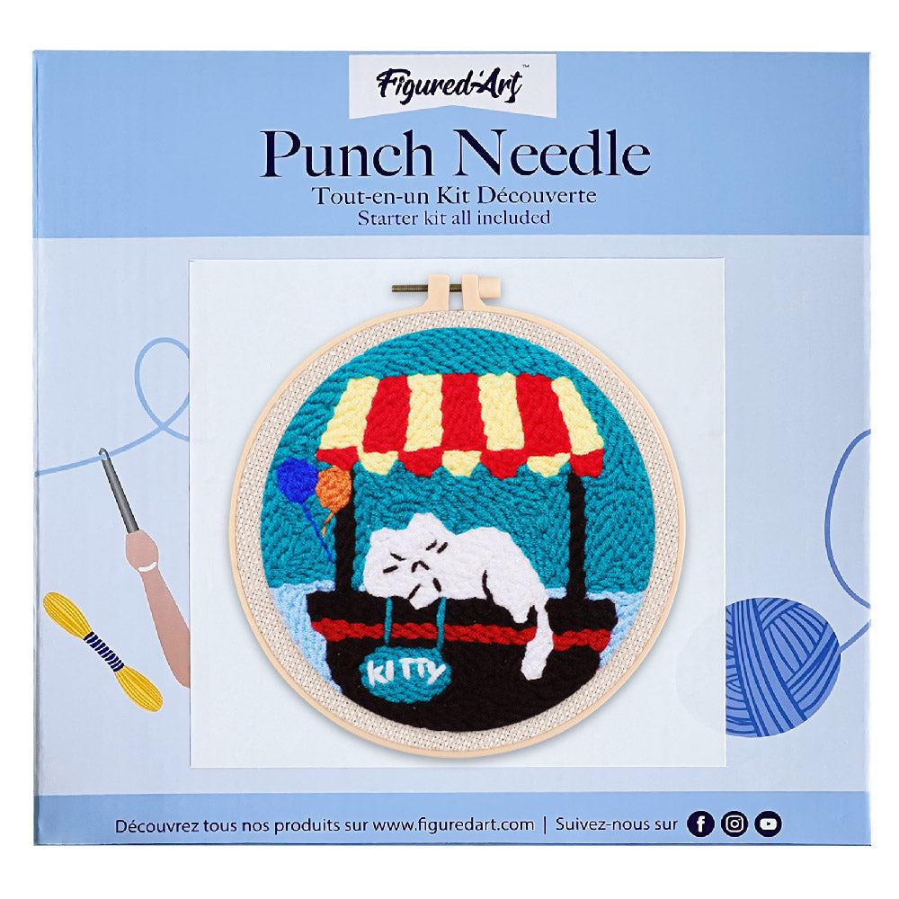 Punch Needle 20x20 Schläfrige Katze