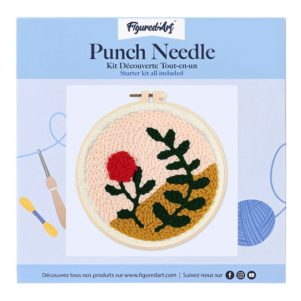 Punch Needle 20 x 20 cm Zweig und Rose
