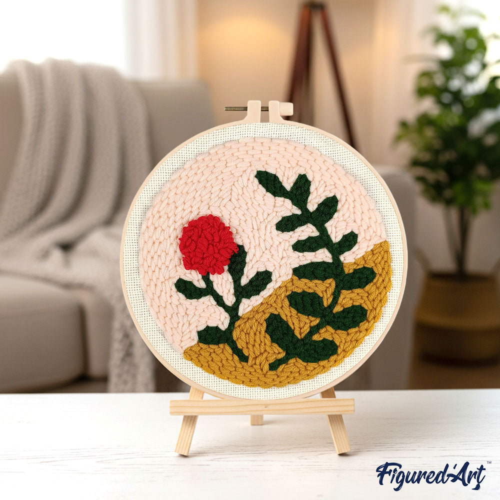 Punch Needle 20 x 20 cm Zweig und Rose