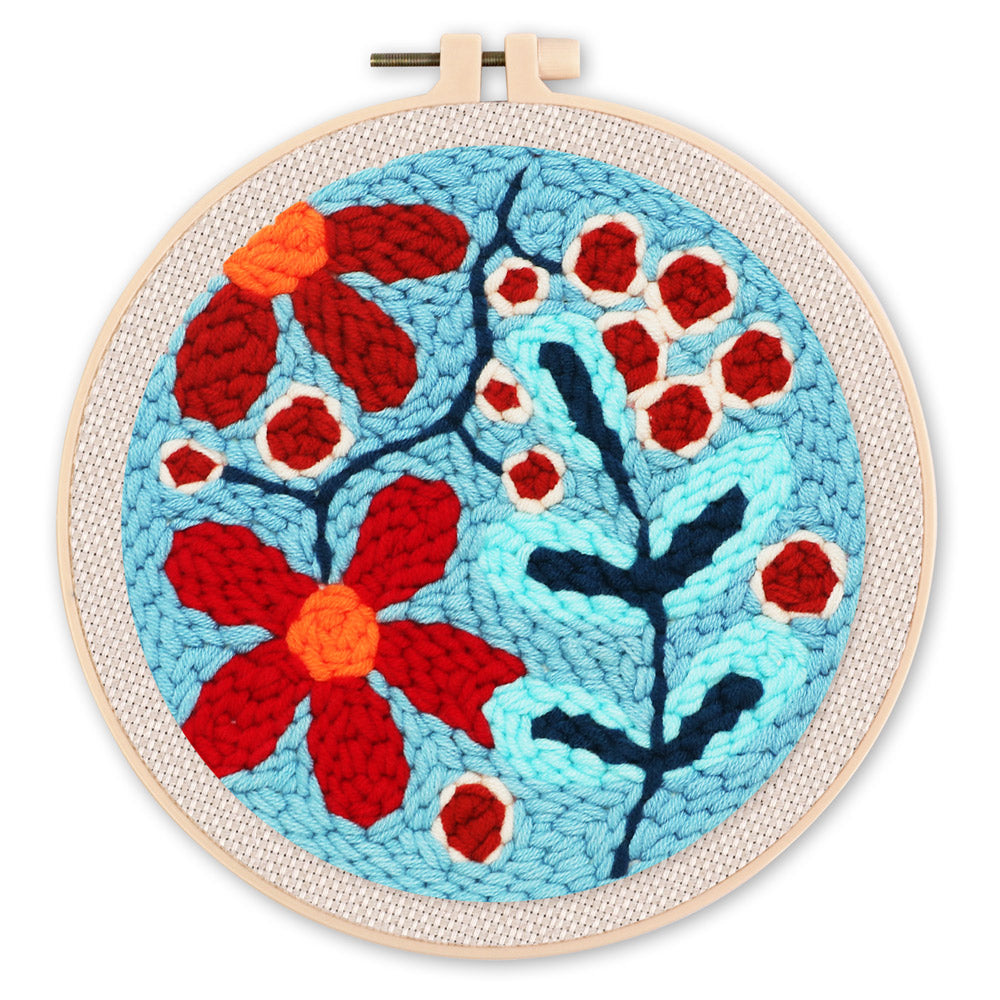 Punch Needle 20x20 Ein Strauss roter Blumen