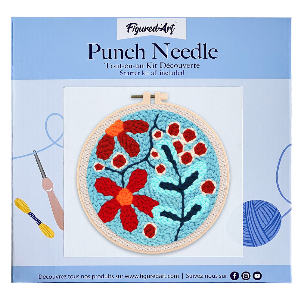 Punch Needle 20x20 Ein Strauss roter Blumen
