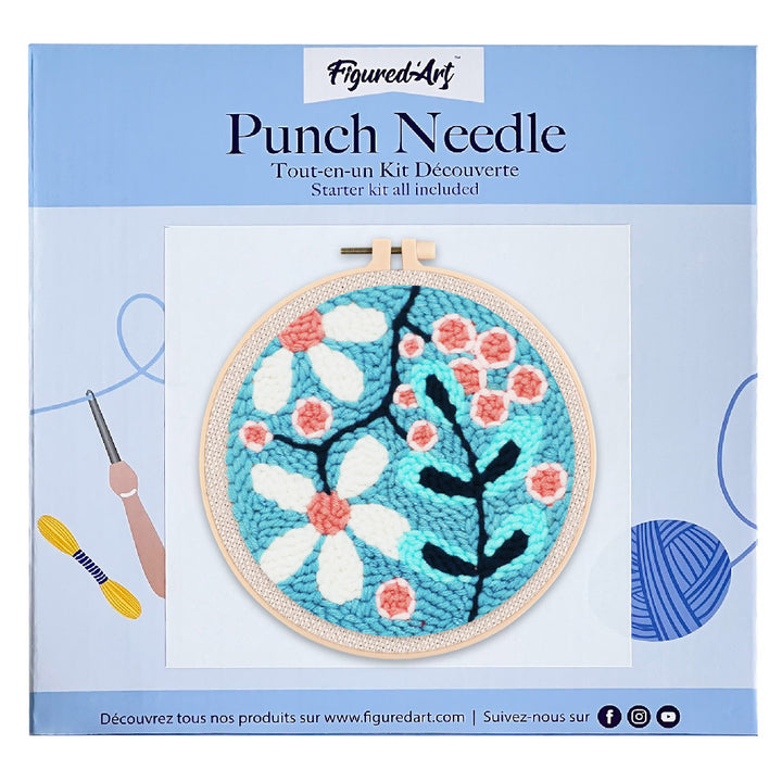 Punch Needle 20x20 Ein Strauss weisser Blumen