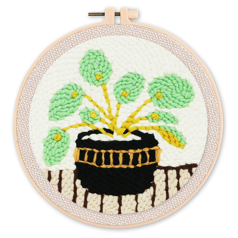 Punch Needle 20x20 Schwarze Topfpflanze - Kidis Art