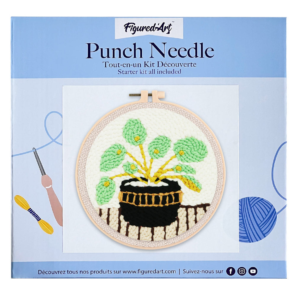Punch Needle 20x20 Schwarze Topfpflanze - Kidis Art