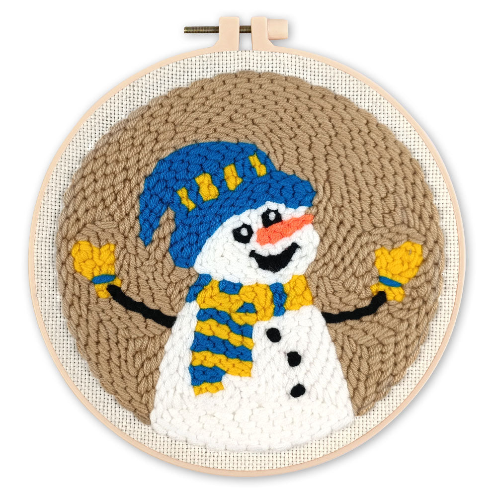 Punch Needle 20 x 20 cm Lächelnder Schneemann - Kidis Art