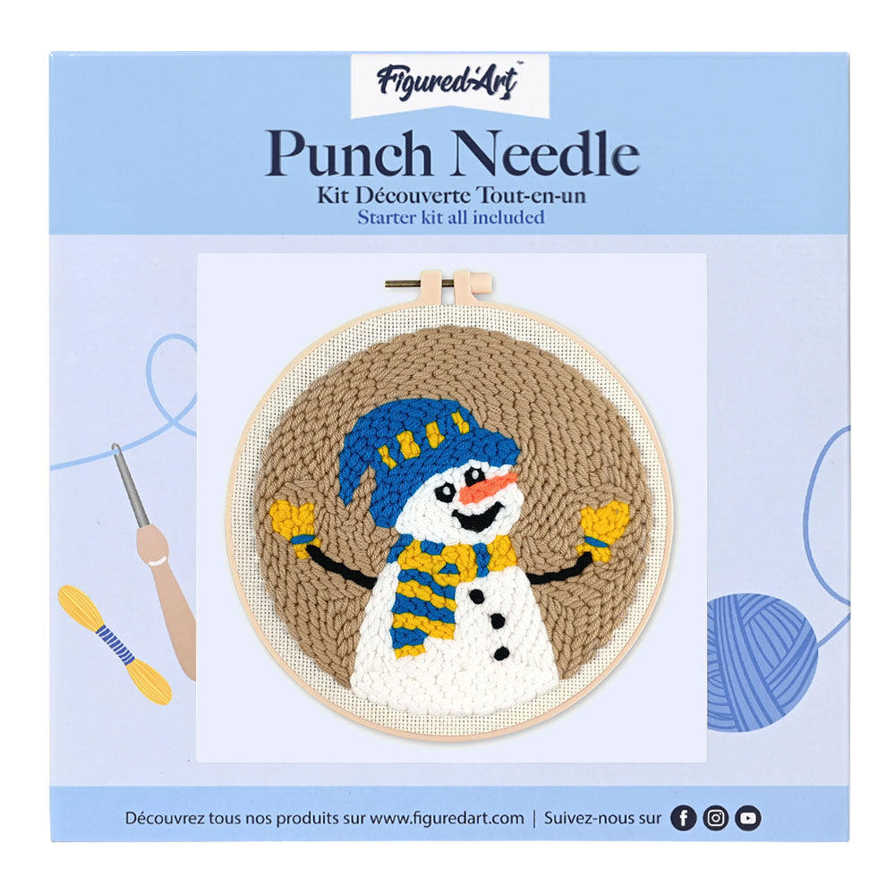 Punch Needle 20 x 20 cm Lächelnder Schneemann
