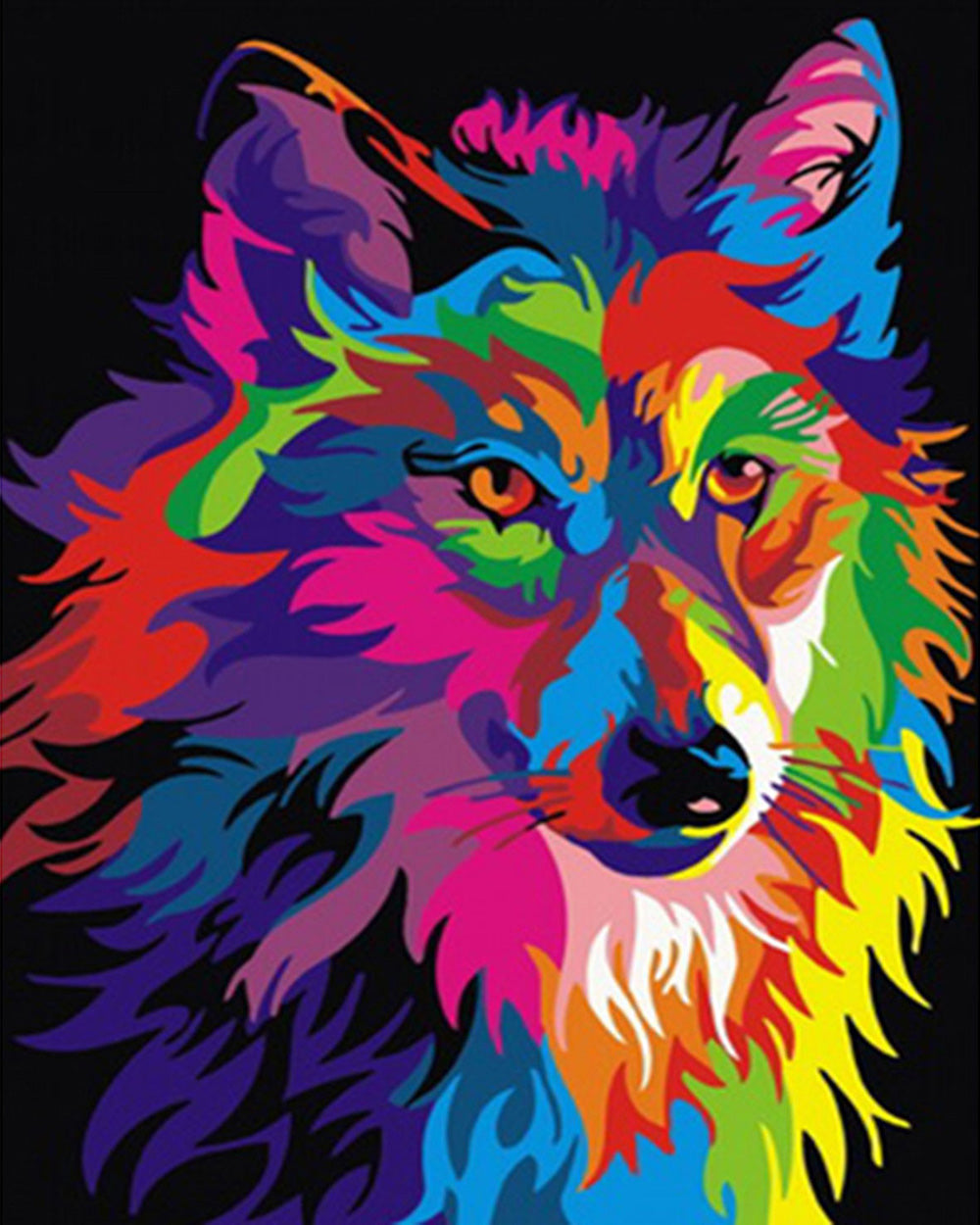 Kreuzstich 32x40cm – Pop Art Wolf - Kidis Art