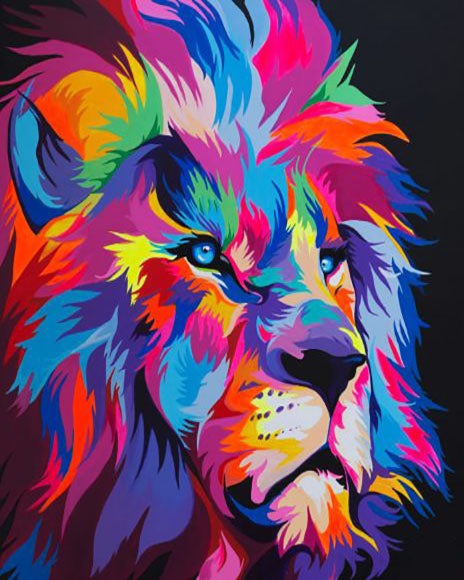 Kreuzstich 32x40cm – Pop Art Löwe 2 - Kidis Art