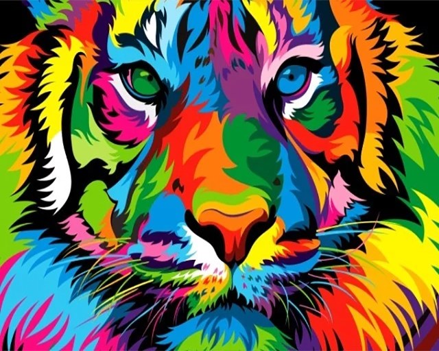 Kreuzstich 32x40cm – Pop Art Tiger - Kidis Art